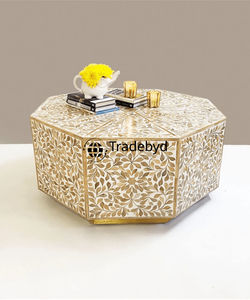 Elegant Handcrafted Coffee <b>Table</b> <b>with</b> Timeless Bone Inlay Console Design for Modern Interiors by Tradebyd - Product Image 3