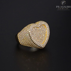 Bague Moissanite en forme de cœur en plaqué or pour mariage, fiançailles, anniversaire ou cadeau de fête avec pierre principale en diamant - Product Image 3