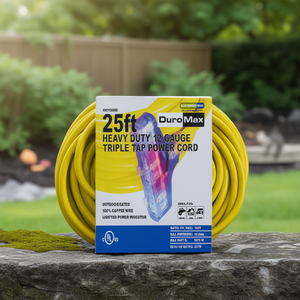Cable de Extensión de Alimentación DuroMax XPC12025C de 25 Pies, Calibre 12, Triple Conector, Certificado ETL, 125V, Revestimiento de PVC - Product Image 1