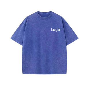 Camiseta de Algodón Azul Extra Grande para Hombre, Manga Corta, Cuello Redondo, Color Sólido Informal, Logotipo Estampado en la Parte Delantera, Tejido de Punto Jersey, Corte Regular - Product Image 1