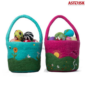 Cesta de caza de huevos de Pascua de fieltro hecha a mano, recién llegado, diseño de conejo, juego de manualidades reutilizable para regalos de fiesta para Año Nuevo - Product Image 4