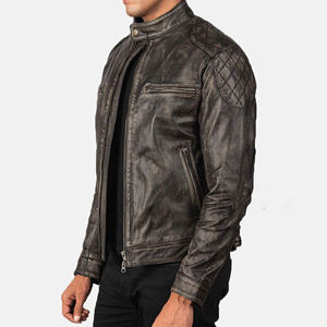 Blouson en cuir d'agneau style diamant pour homme 2026 – Premium, respirant, à capuche, col montant, logo personnalisable, vintage, style Cafe Racer - Product Image 4