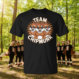 เสื้อยืดทีมชิปมังก์ แบบยูนิเซ็กซ์ สำหรับผู้ใหญ่ แขนสั้น คอกลม เสื้อผ้าส่งเสริมการขาย พิมพ์ลายชิปมังก์ด้วยเทคนิคซิลค์สกรีน - Product Image 4