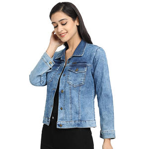 Chaqueta vaquera corta de invierno con diseño de punto transpirable para mujer de Turín 2025, cuello de botón Vintage lavado - Product Image 2