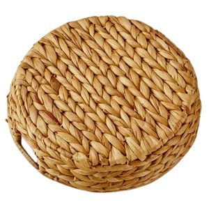 Plateau rond en jacinthe d'eau tissé à la main en vrac plateau de cuisine avec poignées fruits légumes pain panier alimentaire du Vietnam - Product Image 2