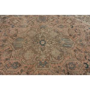 Classique Beige Vert 7.2X12.6 ft Aubusson Design Tapis En Laine Turque À La Main Patchwork Rectangle pour Salon Couloir Latex - Product Image 5