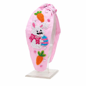Diadema de Pascua con Cuentas Hecha a Mano para Mujeres y Niños, Accesorio para el Cabello con Diseño de Conejito y Huevo para el Festival de Primavera - Product Image 1