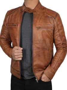 Newly Launch 2026 Genuine 100% Leather Cotton <b>Filling</b> Regular Length Cowhide Breathable Waterproof <b>Men</b> Leather <b>Jacket</b> - Product Image 4