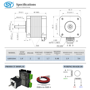 Kit de Controlador de Motor de Passo DM422 CE Nema 17 42mm 0.48Nm para Impressoras 3D e Máquinas CNC, Conjunto de Controlador de Motor de Passo 12V - Product Image 5