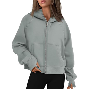 Sudaderas con cremallera elegantes para mujer al por mayor 2025 logotipo personalizado Slim Fit algodón polar cremallera completa sudaderas moda sudaderas con capucha OEM - Product Image 1