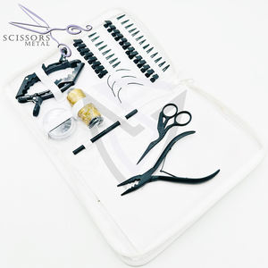 Kit d'outils de pinces d'extension de cheveux en acier inoxydable de qualité chirurgicale de vente en gros noir mat - Product Image 4
