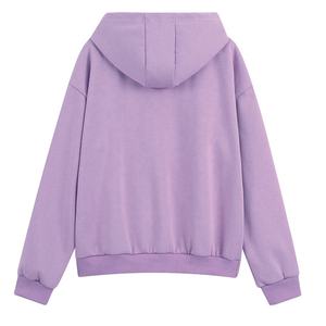 ชุดวอร์มผู้หญิงผ้าฟลีซคอตตอน 100% สีพื้น แบบโอเวอร์ไซส์ ชุดสองชิ้น เสื้อแจ็คเก็ตและกางเกง - Product Image 3