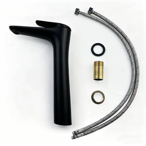 Grifo Mezclador Monomando Negro de Latón Sólido Moderno con Caño de Cascada Cerámico Sin Contacto para Lavabo de Baño de Montaje en Cubierta - Product Image 4