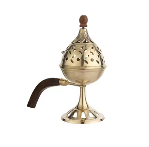 Porta Incienso Religioso de Latón Pulido de Lujo con Mango de Madera de Sándalo, Ecológico y con Agarre Seguro - Product Image 5