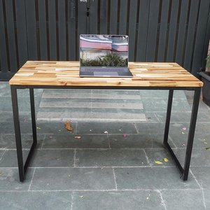 HBWD023 120x60cm Acacia Solid Wood PC <b>Desk</b> Simple Design Iron Legs Portable <b>Folding</b> for Hotel Home Office Assembly Required - Product Image 5