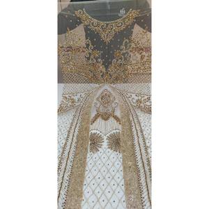 ผ้าลูกไม้ปักสไตล์อินเดียพร้อมแผงด้านหน้าและด้านหลังลูกปัดสำหรับชุดแต่งงานและชุดปาร์ตี้สินค้าส่งออกจากโรงงาน - Product Image 2