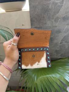 Western Hair on Cowhide Leather New Hand Tooled Carving Small Wristlet <b>Coin</b> <b>Purse</b> Multi Uses Mini Wallet for Women Western Gifts - Product Image 4