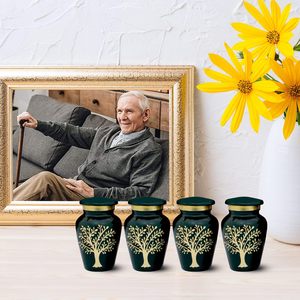 Small Green <b>Urns</b> - Tree of Life Keepsake Set of 4 - <b>Mini</b> <b>Urns</b> <b>for</b> Human <b>Ashes</b> Male & Female - Handcrafted Cremation <b>Urns</b> - Product Image 4