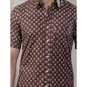 Camisa de Moda Masculina con Cuello Mao, 100% Algodón, Estampada, de Manga Corta, Estilos Casual y de Esmoquin, Tela Popelina, Suministro ODM - Product Image 2