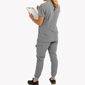 Yuhong élégant Couture Design infirmière uniforme unisexe gris médecins dentaires Stretch médical femmes gommage faire hommes infirmières gommages ensembles - Product Image 6