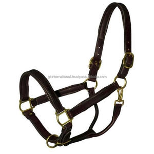 Équipement d'équitation de qualité d'exportation de haute finition fait à la main licou en cuir durable rembourré doux avec accessoires en laiton massif - Product Image 2
