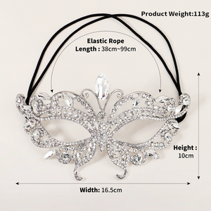 मास्क तितली मास्क गैंडा महिलाओं 2024 के लिए फैंसी क्रिस्टल मेटल मास्क वेनिटियन पार्टी प्रोम क्राउन पार्टी मास्क - Product Image 4
