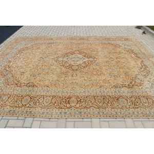 Alfombra Turca Vintage Extra Grande de 9.5x12.7 pies, Alfombra Marrón con Diseño de Puntos - Product Image 3