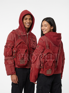 Vêtements de rue, jeans 100% coton, veste à capuche, sac personnalisé, style poche, sweat-shirts multi-usages, sweat-shirts unis, veste - Product Image 6