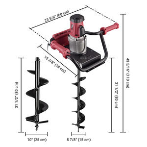 Taladro Perforador de Tierra Eléctrico de 1500W con 2 Cabezales y Brocas de 6 y 10 Pulgadas, Motor con 1 Año de Garantía - Product Image 2