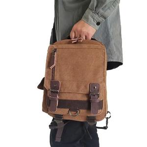 Haute qualité mode couleur unie voyage portable élégant vintage unisexe toile sac à bandoulière pas cher mignon hommes d'affaires sac à dos - Product Image 6