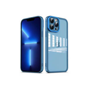 Coque en silicone transparente bleue Netzy pour iPhone 12 Pro Max, 13 Pro Max et 14 Plus - Coque de téléphone portable avec protection de l'appareil photo - Product Image 1