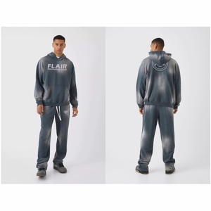 Custom Sun Faded Chándal con serigrafía logo Vintage Washed Cotton Fleece Streetwear Custom DTF Printing Logo Design - Product Image 4