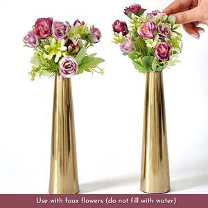 แจกันทรงกรวยโลหะสีทองเพรียวบาง | แจกันประดับโต๊ะสำหรับตกแต่งบ้านห้องนอนห้องนั่งเล่นของตกแต่งในงานแต่งงานและงานเทศกาล - Product Image 6