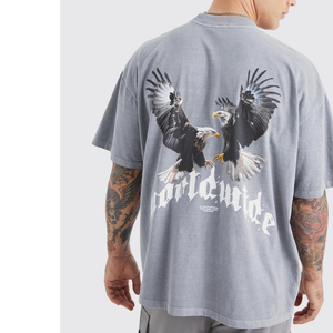 Dtg Custom 300 Gsm algodón grueso estampado Logo Unisex Drop Shoulder Oversized Heavyweight Streetwear camiseta para hombre - Product Image 3