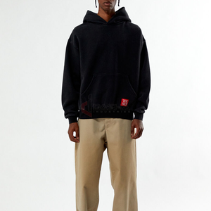 Sudadera con capucha de algodón de felpa de peso pesado con lavado ácido de gran tamaño, ropa de calle Unisex, fabricante de pulóver de tendencia de moda - Product Image 2