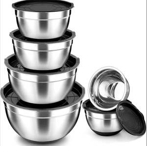 ชามผสมก้นกันลื่นชามสแตนเลสพร้อมฝาปิดสุญญากาศสำหรับการผสมและการเตรียม - Product Image 1