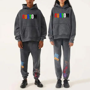 เสื้อฮู้ดกางเกงวิ่งมีฮู้ดเปิดไหล่ปล่อยชายหญิงผ้าฟลีซผ้าฝ้ายระบายอากาศได้ดีสำหรับฤดูหนาว - Product Image 1