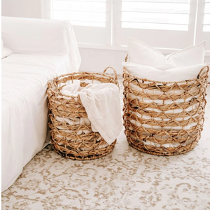 ตะกร้าผักตบชวาสานพร้อมที่จับสำหรับห้องนั่งเล่นตะกร้าซักผ้าเป็นมิตรกับสิ่งแวดล้อมผลิตจากเวียดนาม - Product Image 5