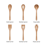 Ensemble d'ustensiles de cuisine en bambou éco-chic de qualité supérieure, 6 pièces, légers, durables, finition mate, outils de cuisson pour les chefs à domicile