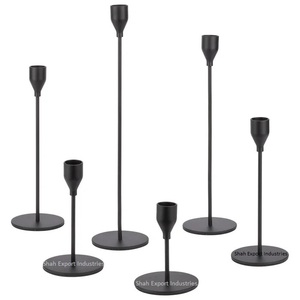 Portavelas cónico de Metal de excelente diseño acabado en negro para velas decorativas de Mesa para el hogar y la boda - Product Image 4