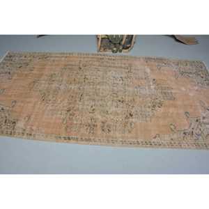 Vintage 4.2x8.6 ft Rug, Area Turkish Rug, <b>Brown</b> Blue Persian <b>Wool</b> Rug - Product Image 3