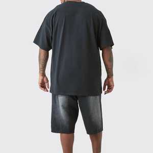 Camiseta de manga corta de algodón de gran tamaño 190 Gsm, cuello redondo, serigrafía personalizada, camisetas promocionales de alta calidad para hombres - Product Image 2