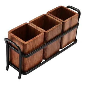 Bulk Quantity Customized Handmade Wood Spoon Holder With Metal Stand in Cheap Price - Product Image 1