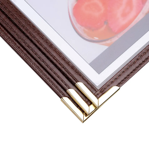 Carpeta de menú de cuero PU personalizada cubierta de menú de restaurante y hotel con soporte de cuero para suministros de hotel y restaurante - Product Image 5