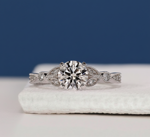 14K White Gold Round Lab Grown Diamond Engagement Ring 1.19 CTW VVS2 F IGI Certified Rhodium Plated Women's Wholesale Jewelry - Product Image 1