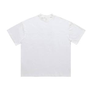 Derniers t-shirts décontractés basiques 100% coton pour hommes, épaules tombantes surdimensionnées avec manches courtes, tissu tricoté avec logo personnalisé - Product Image 6