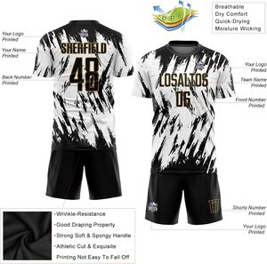 Conjunto de Camiseta y Pantalones Cortos de Fútbol Personalizados para Club, Sublimación Completa, Secado Rápido, 100% Poliéster, Cierre con Cordón, Ropa Deportiva para Partidos de Fútbol - Product Image 6