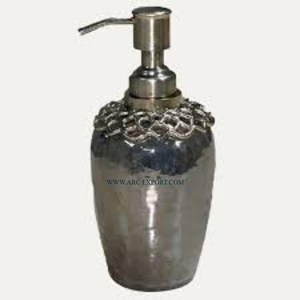 Dispensador de Jabón de Vidrio Martillado con Diseño de Flor Blanca y Acabado Dorado Metálico Pulido, Dispensador de Jabón Redondo para Decoración del Hogar - Product Image 6