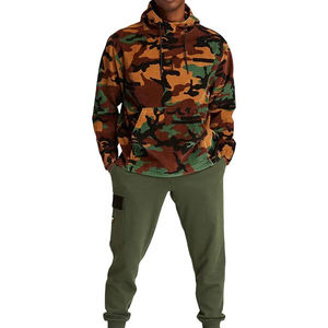 Sweat à capuche en velours côtelé de camouflage conçu sur mesure coupe régulière hiver vêtements de rue poche kangourou sweat à capuche brodé perlé numérique - Product Image 6