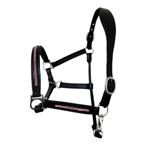 Harnais de luxe en cuir pour cheval, rembourrage doux et élégant, cristaux roses, réglable, durable, design confortable - Qualité excellente, personnalisable - Product Image 4